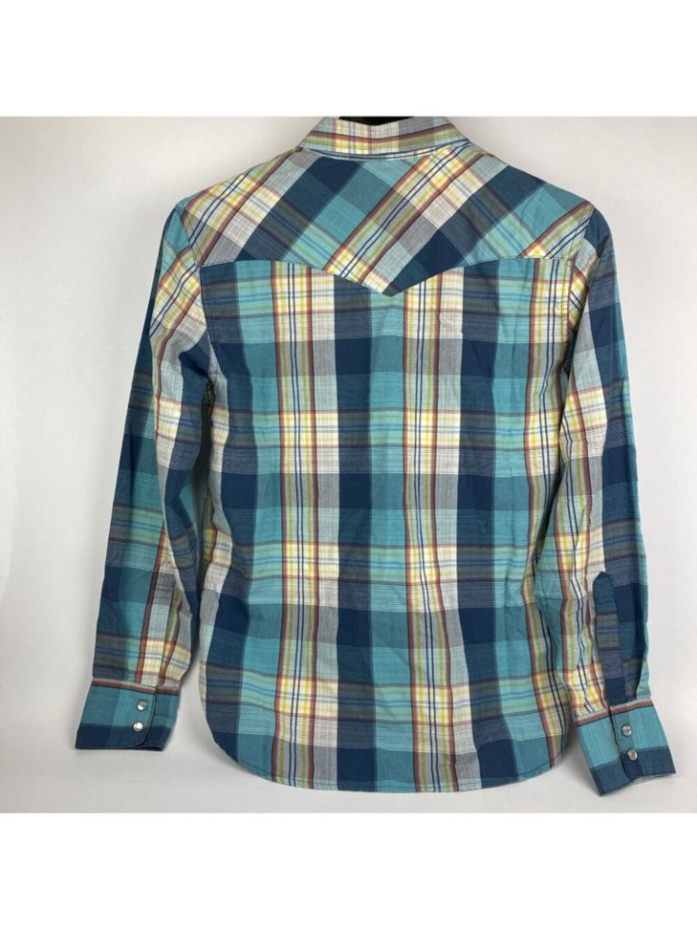 Levi's Mens Shirt Blue Small Button Down Plaid Flannel 117508 Pearl Snaps - Picture 4 of 4